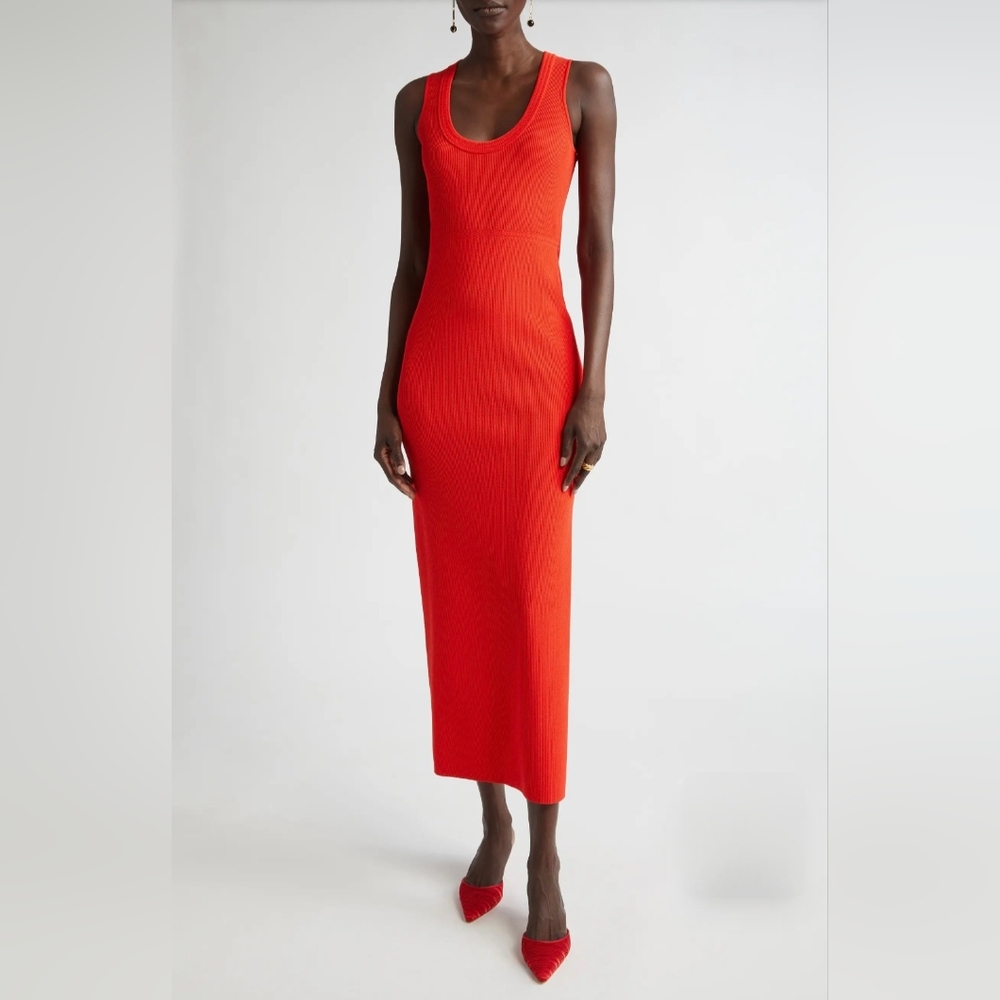 St. John Scoop Neck Fine Rib Tank Dress